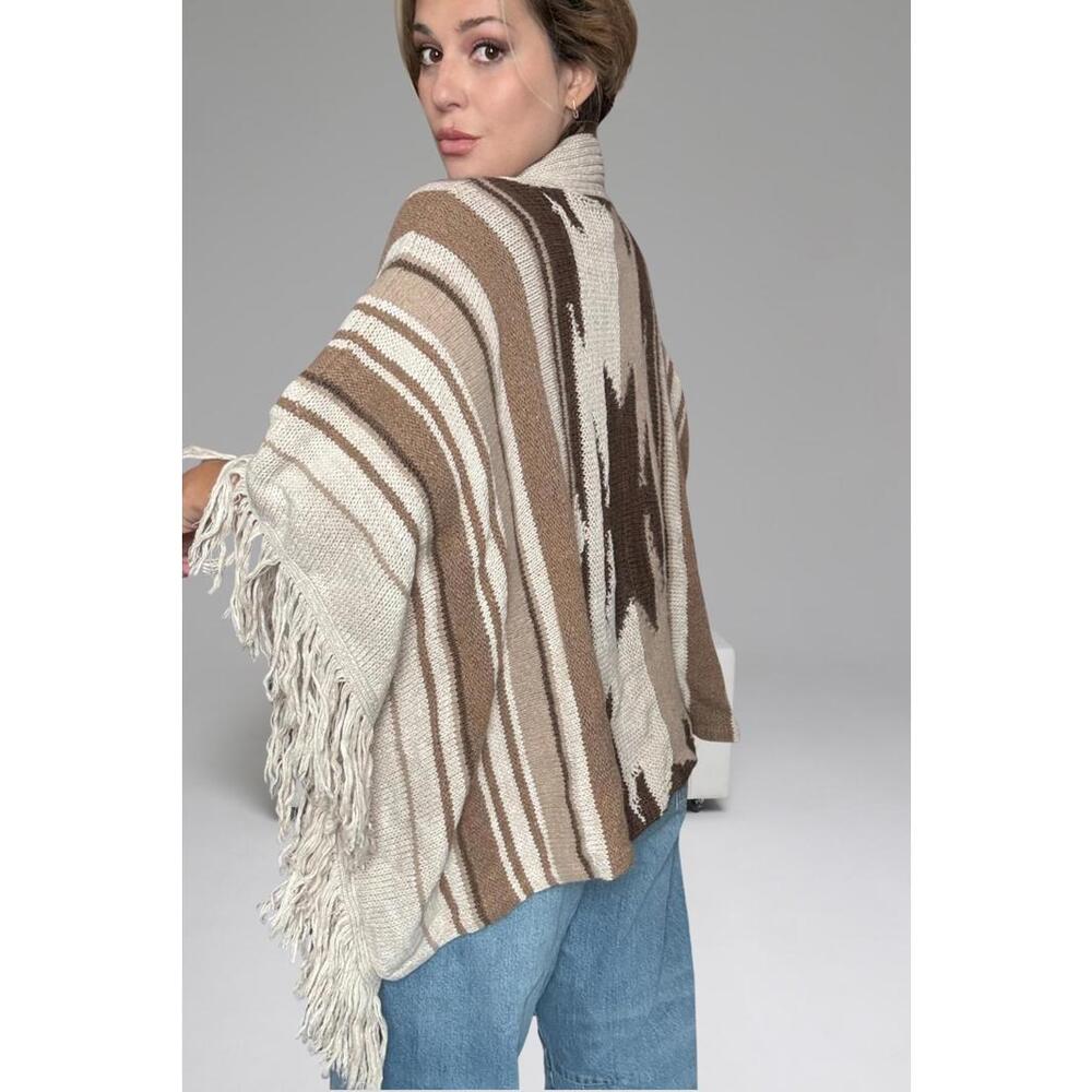Vintage Ralph Lauren Knit Poncho with Fringe Detail